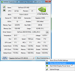 Mainfenster: Überwachungsanzeige